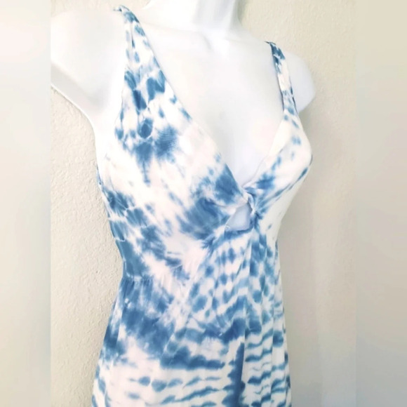 Lani Lau Hawaii Beautiful Blue & White Open Back Tie Dye Maxi Slip Dress  Small - Picture 4 of 9